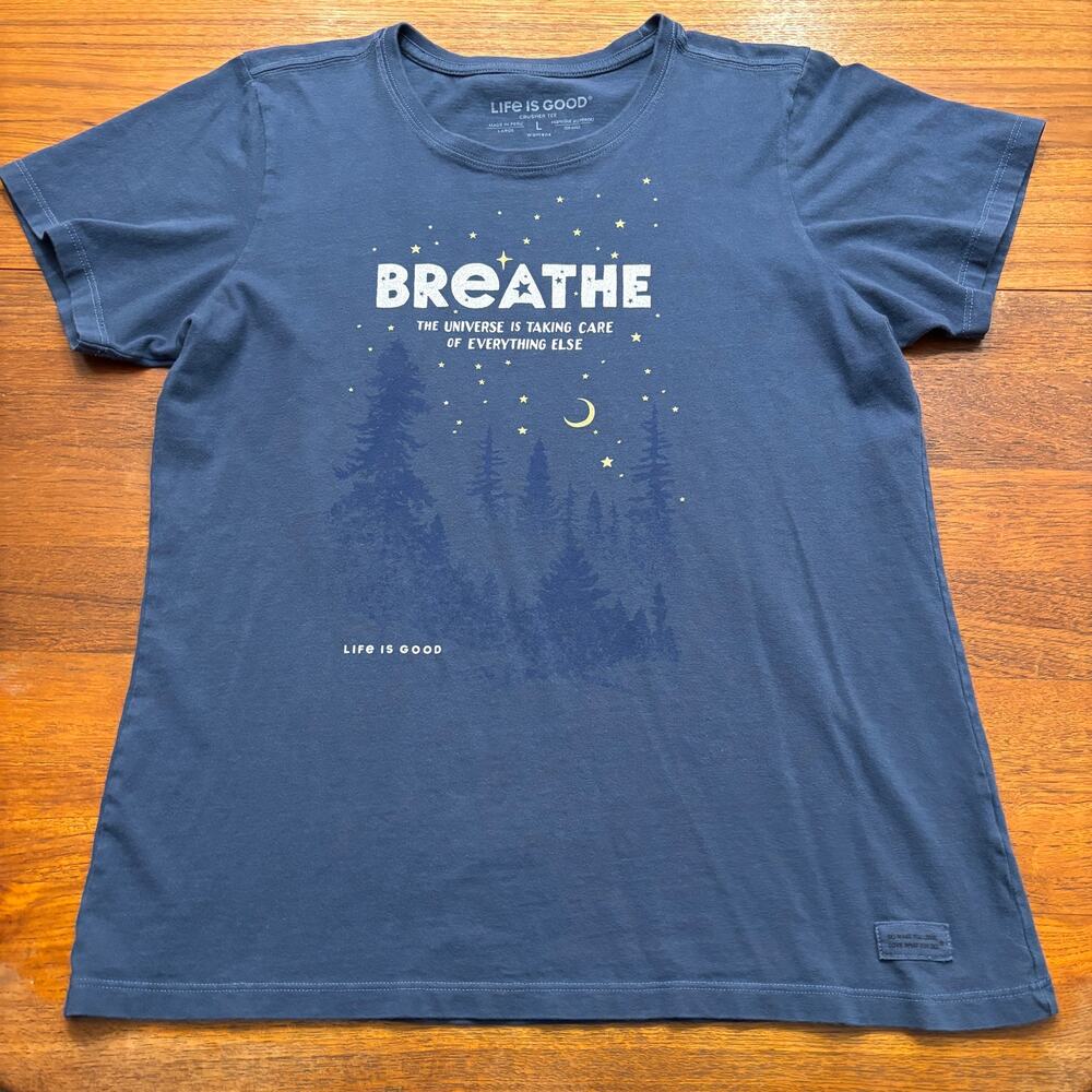 Life is Good Women's Crusher Tee Breathe Navy Short Sleeve Shirt Large